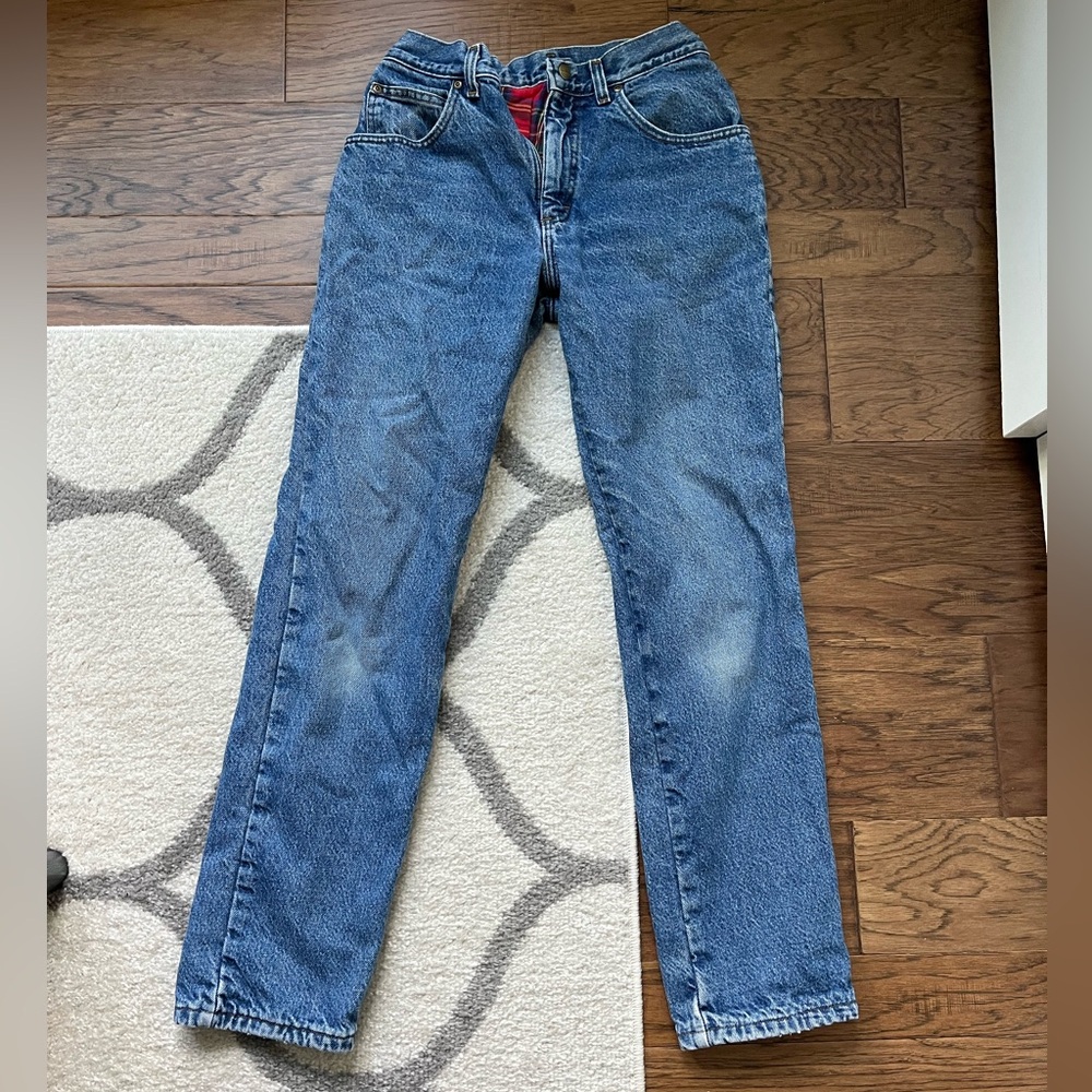 Vintage LL Bean flannel lined jeans approx 28x31